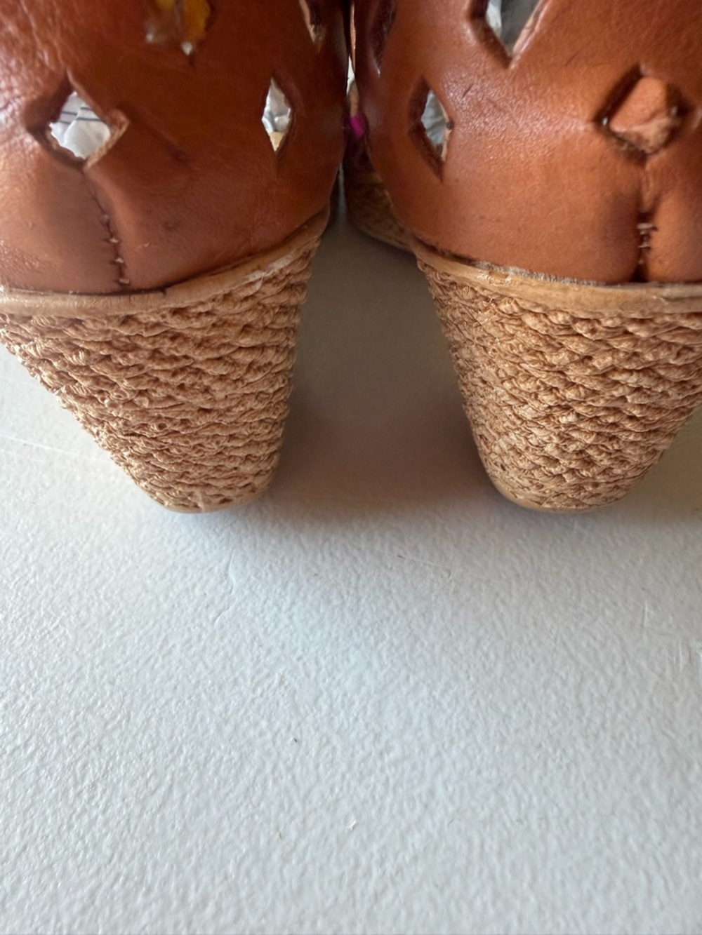 Handcrafted Brown Leather Platform Sandals with Floral Embroidery size 8 - Picture 4 of 5